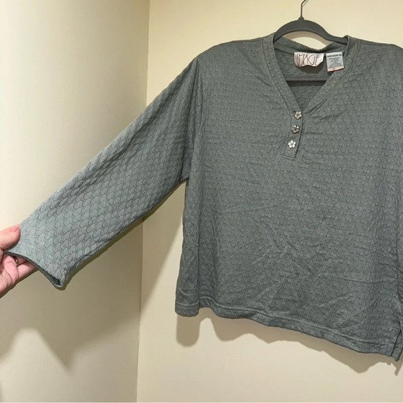 Women’s Image By Sears Vintage 90’s Long Sleeve  Top with Flower Buttons Size 20 - Picture 6 of 16